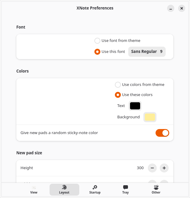 Layout preferences