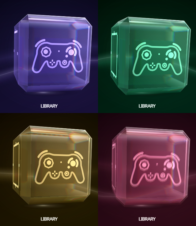 The Home cube in four Menu Colors.
